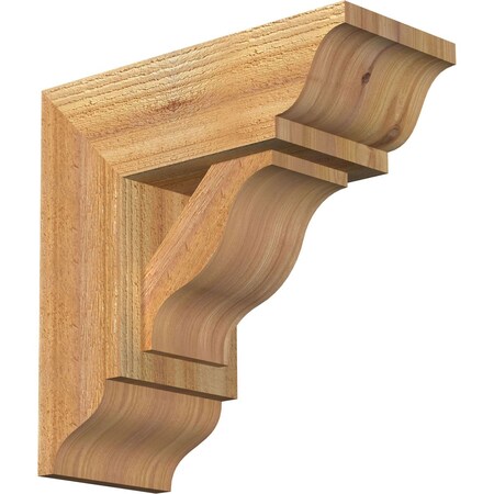 Ekena Millwork Funston Traditional Rough Sawn Bracket w/ Offset Brace, Western Red Cedar, 6"W x 14"D x 14"H BKT0604X14X14FST01RWR